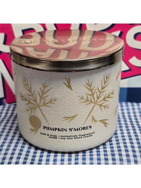 Bath & Body Works Pumpkin Smores 3-Wick Scented Candle 14.5  BBW Pumpkin S\'mores Large 3 Wick Candle Holiday Home Fragrance Decor Smores